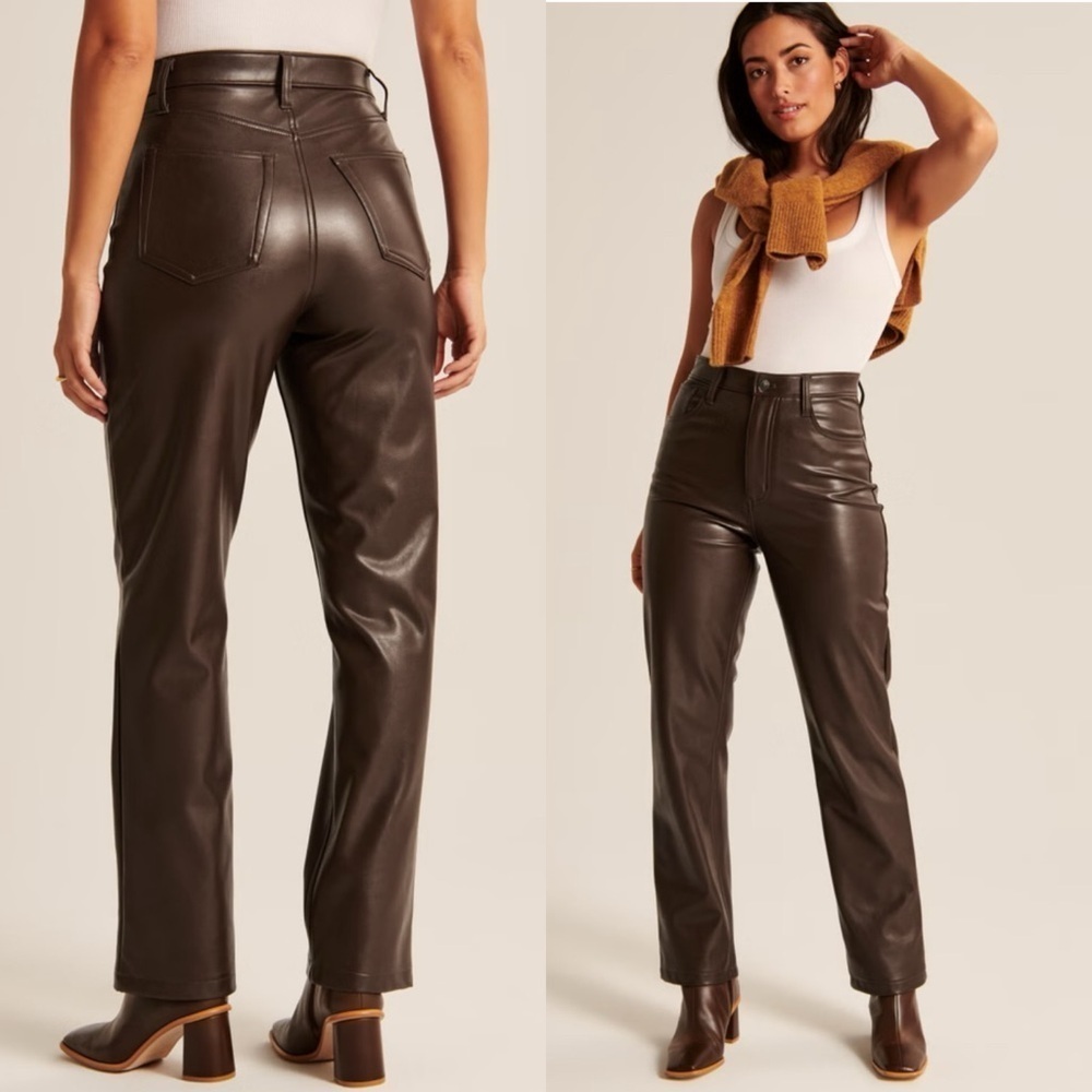 A & F Curve Love Vegan Leather 90s Straight Pant Size 28